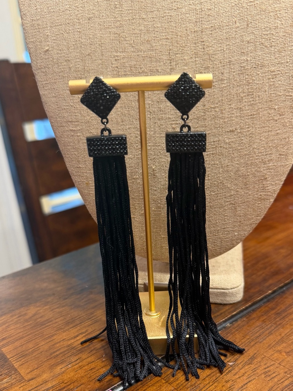 Black Tassel Drop Earrings - Elegant Women's Jewelry - Zara collection